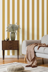 York Tavish Mustard Stripe Wallpaper