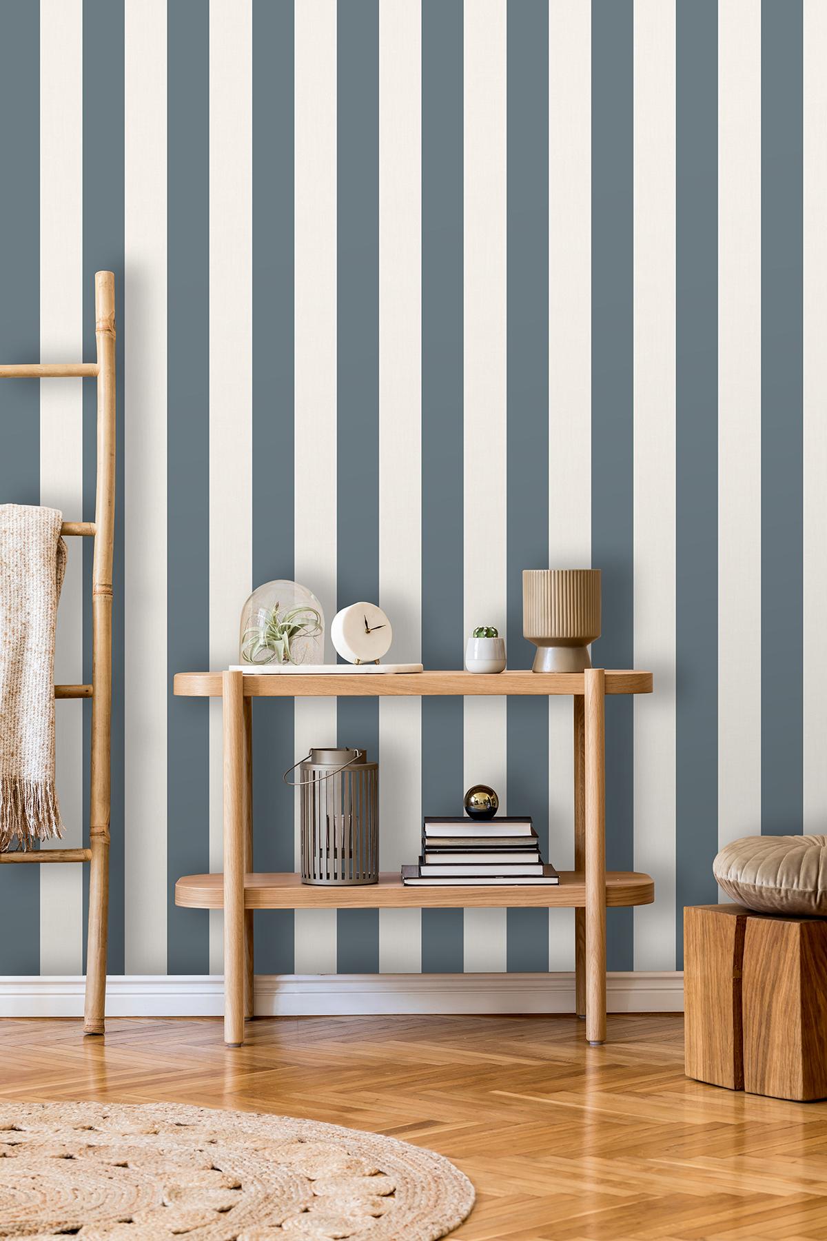 York Tavish Blue Stripe Wallpaper