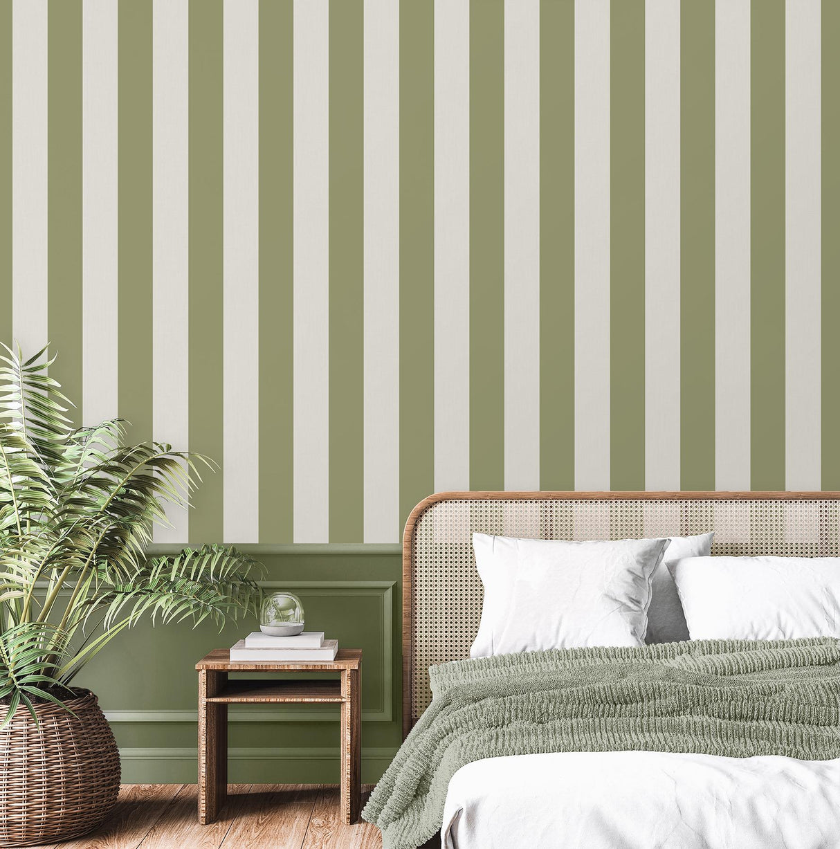 York Tavish Sage Stripe Wallpaper