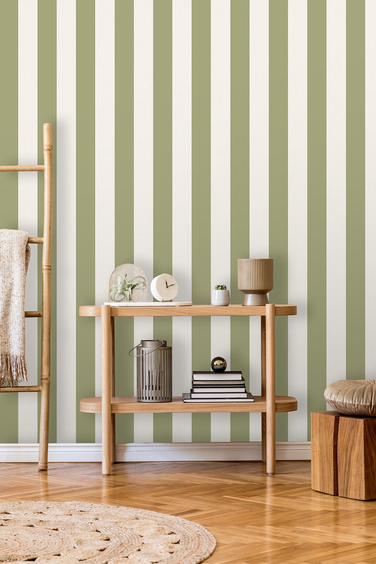 York Tavish Sage Stripe Wallpaper