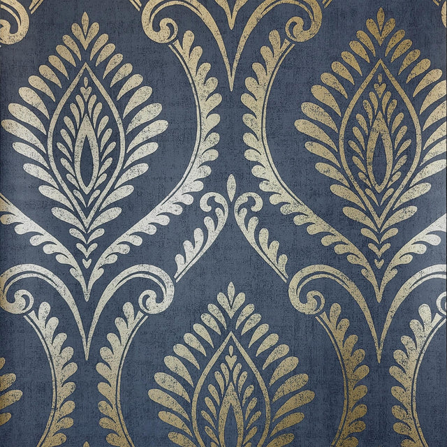 York Estelle Blue Damask Wallpaper