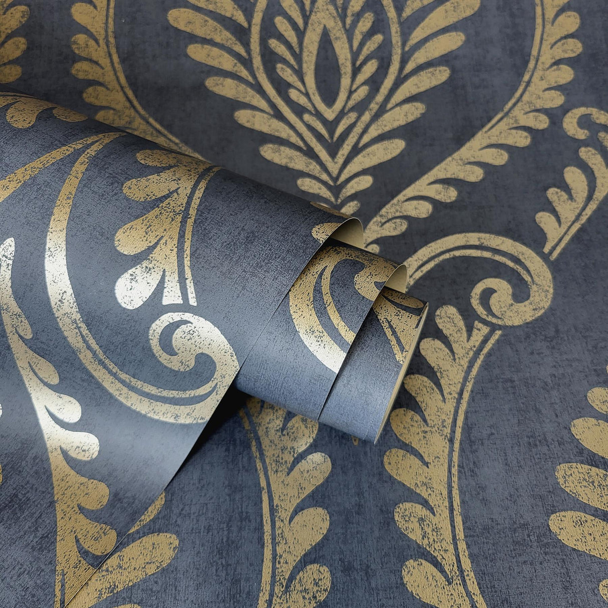 York Estelle Blue Damask Wallpaper