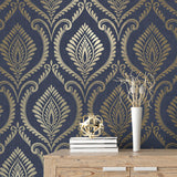 York Estelle Blue Damask Wallpaper