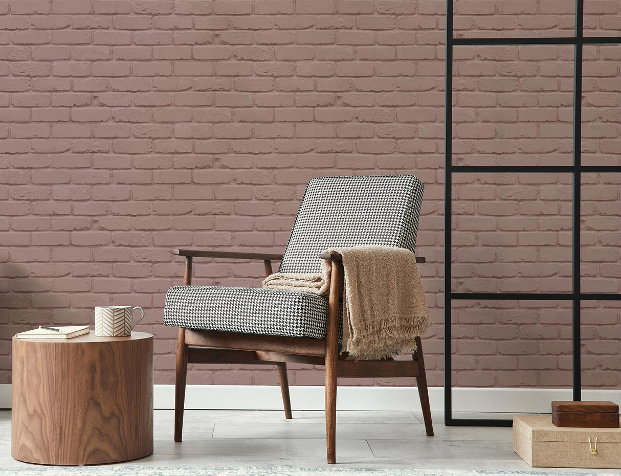 York Alpin Pink Painted Brick Wallpaper