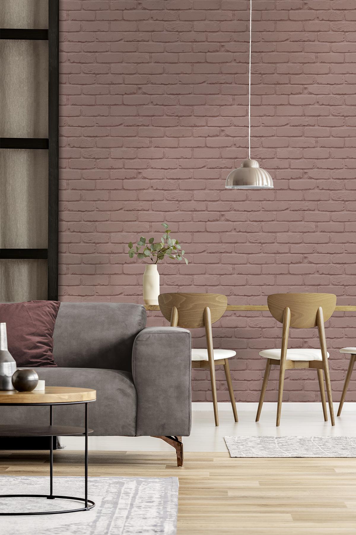 York Alpin Pink Painted Brick Wallpaper