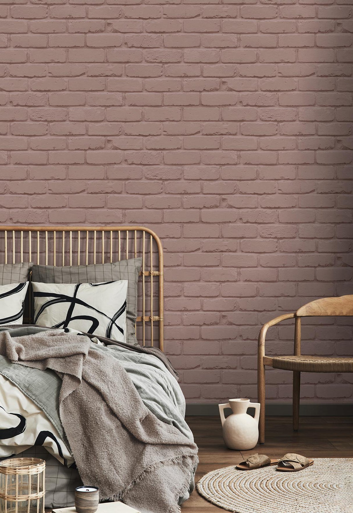 York Alpin Pink Painted Brick Wallpaper