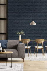York Alpin Navy Painted Brick Wallpaper