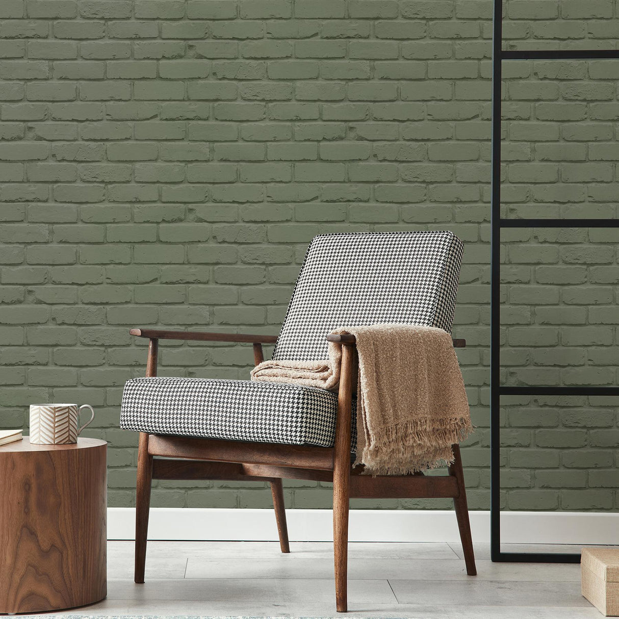 York Alpin Sage Painted Brick Wallpaper