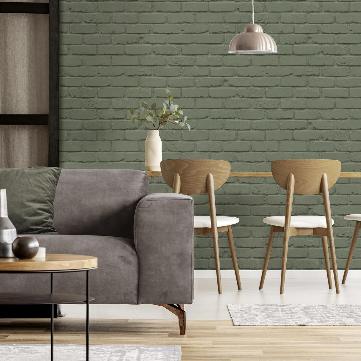 York Alpin Sage Painted Brick Wallpaper