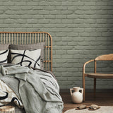 York Alpin Sage Painted Brick Wallpaper