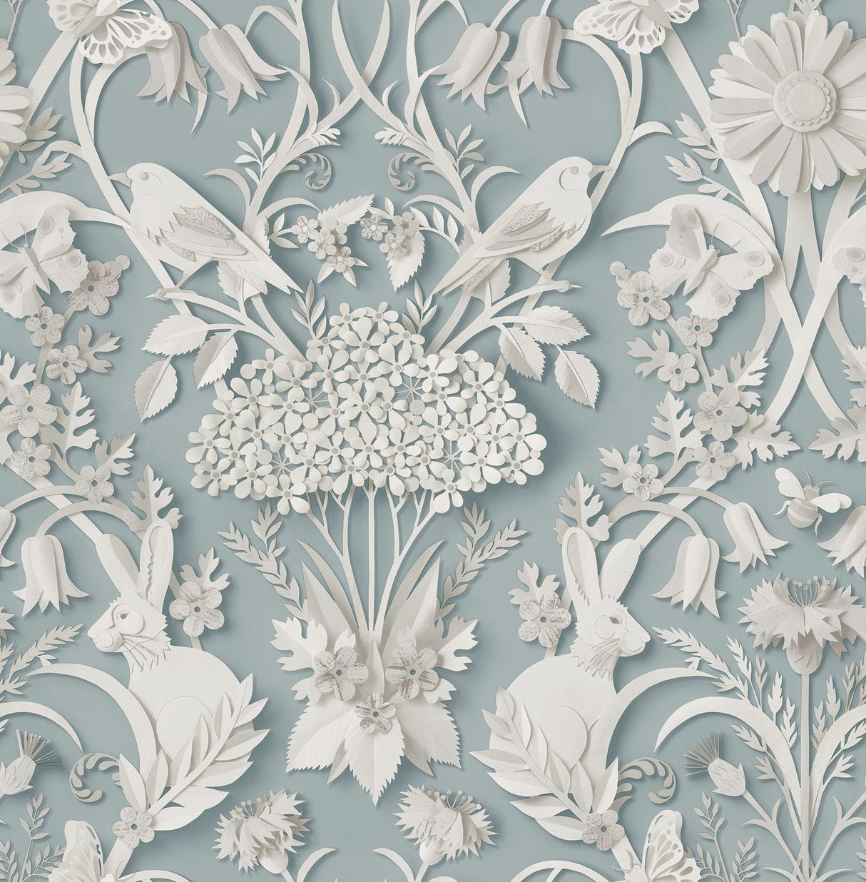 York Fae Sky Blue Woodland Wallpaper