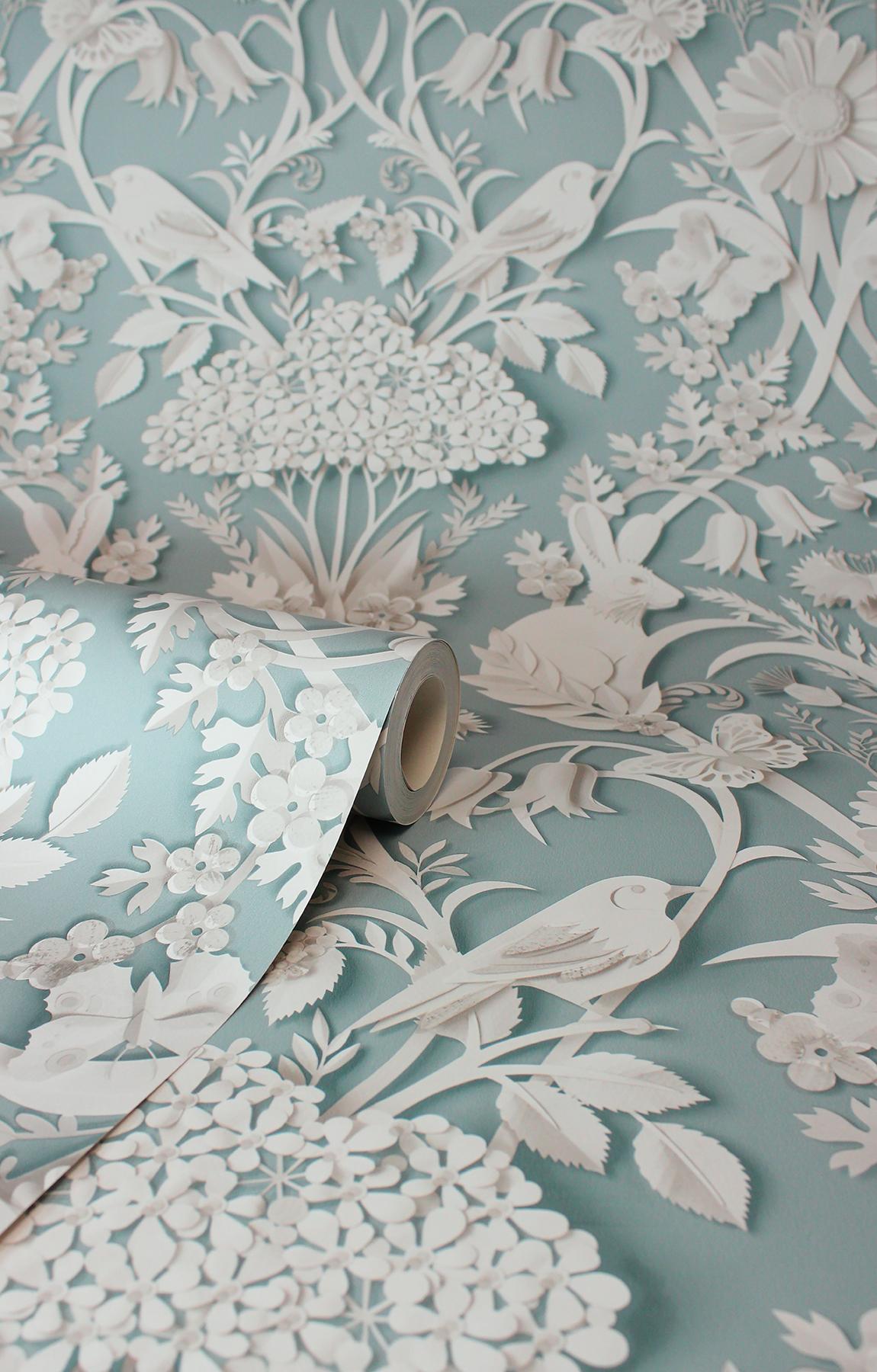 York Fae Sky Blue Woodland Wallpaper