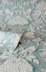 York Fae Sky Blue Woodland Wallpaper