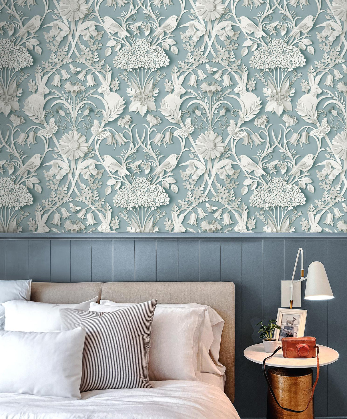 York Fae Sky Blue Woodland Wallpaper