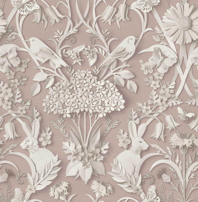 York Fae Light Pink Woodland Wallpaper