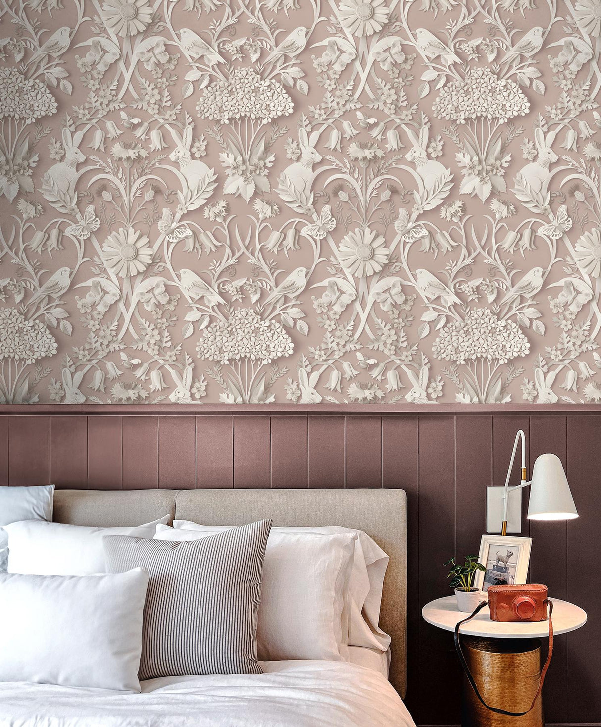 York Fae Light Pink Woodland Wallpaper