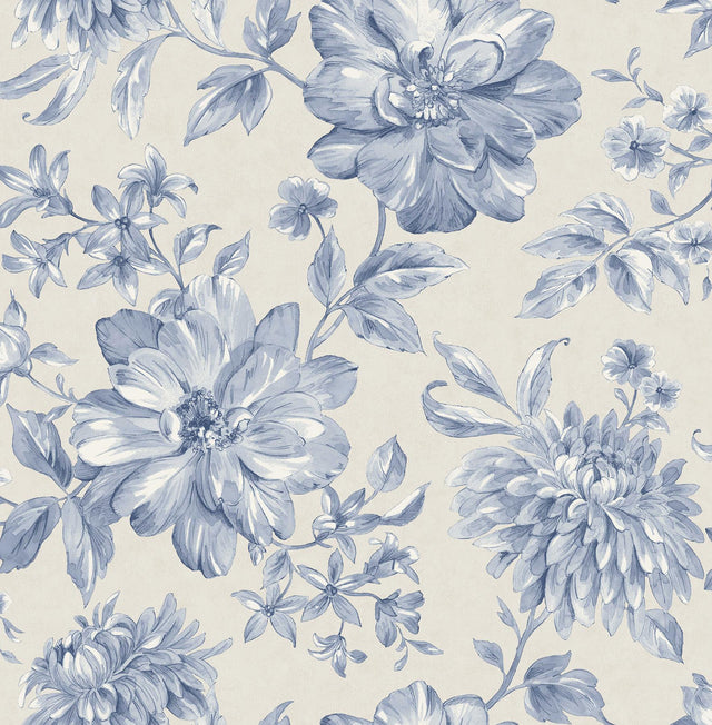 York Gabriela Blue Floral Wallpaper