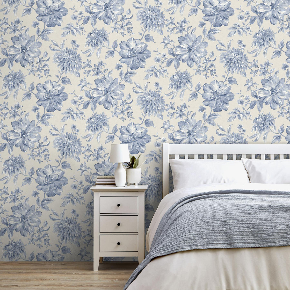 York Gabriela Blue Floral Wallpaper