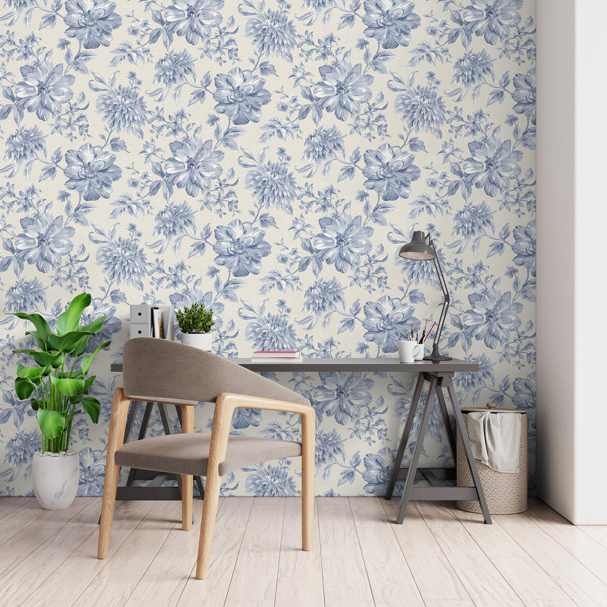 York Gabriela Blue Floral Wallpaper
