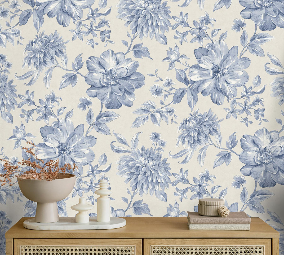 York Gabriela Blue Floral Wallpaper