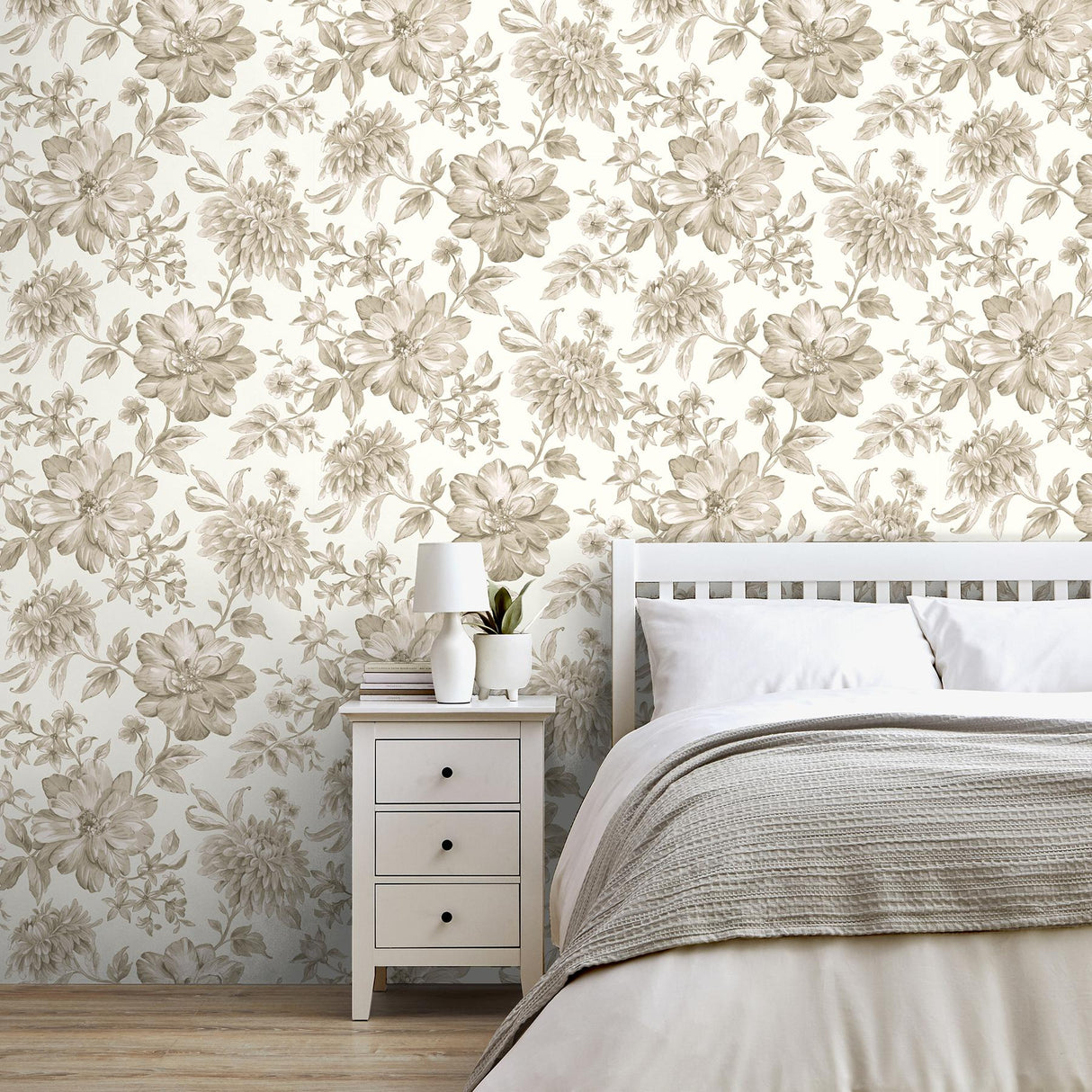 York Gabriela Neutral Floral Wallpaper