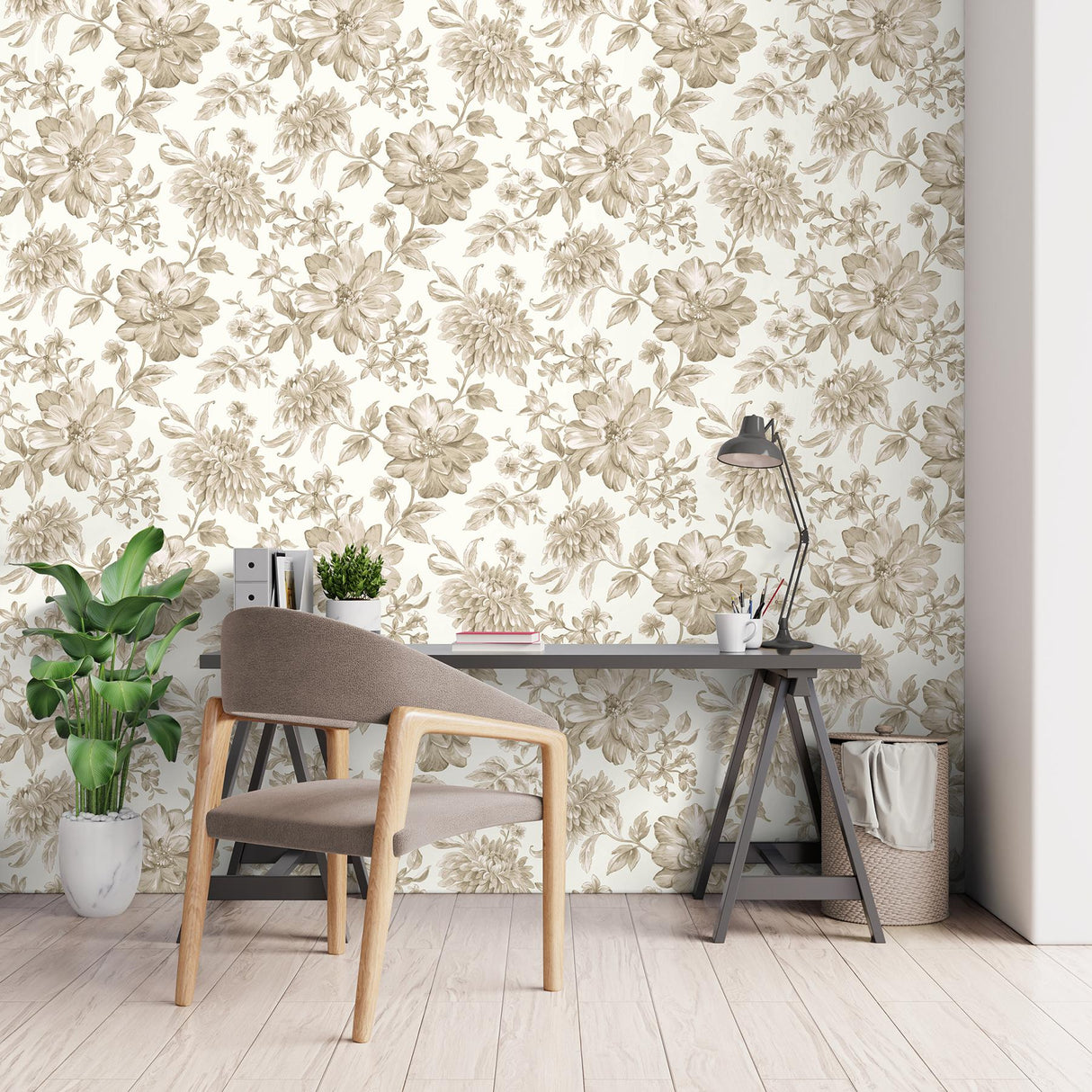 York Gabriela Neutral Floral Wallpaper