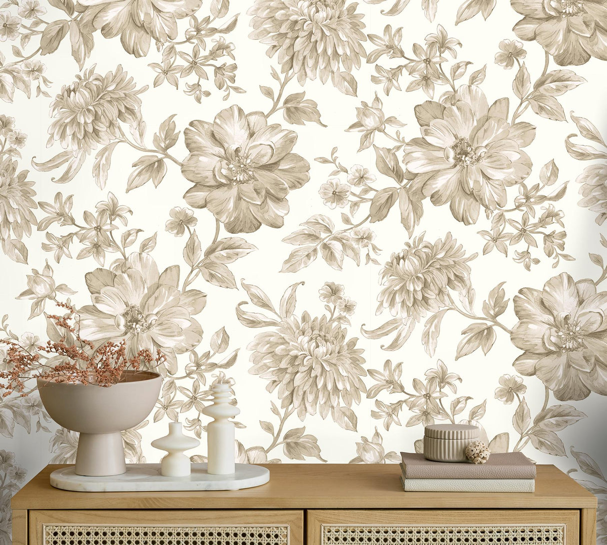 York Gabriela Neutral Floral Wallpaper