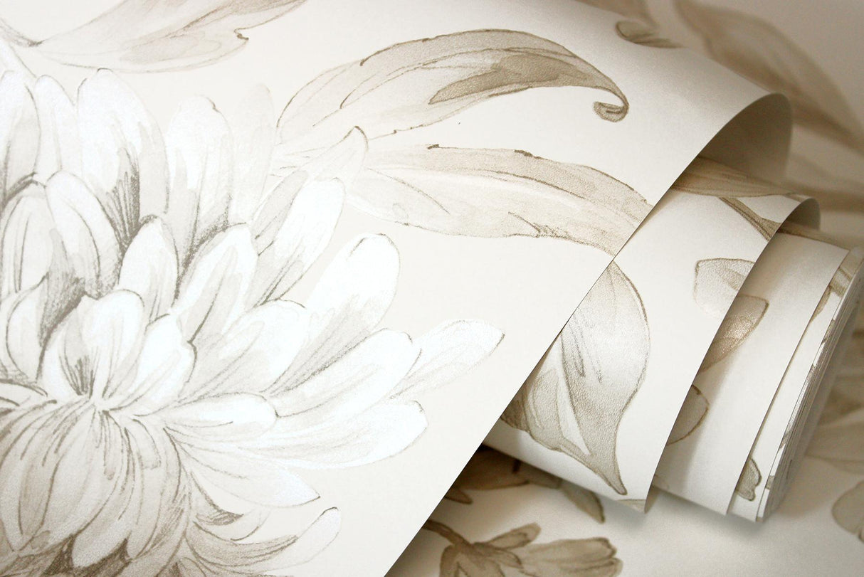 York Gabriela Neutral Floral Wallpaper