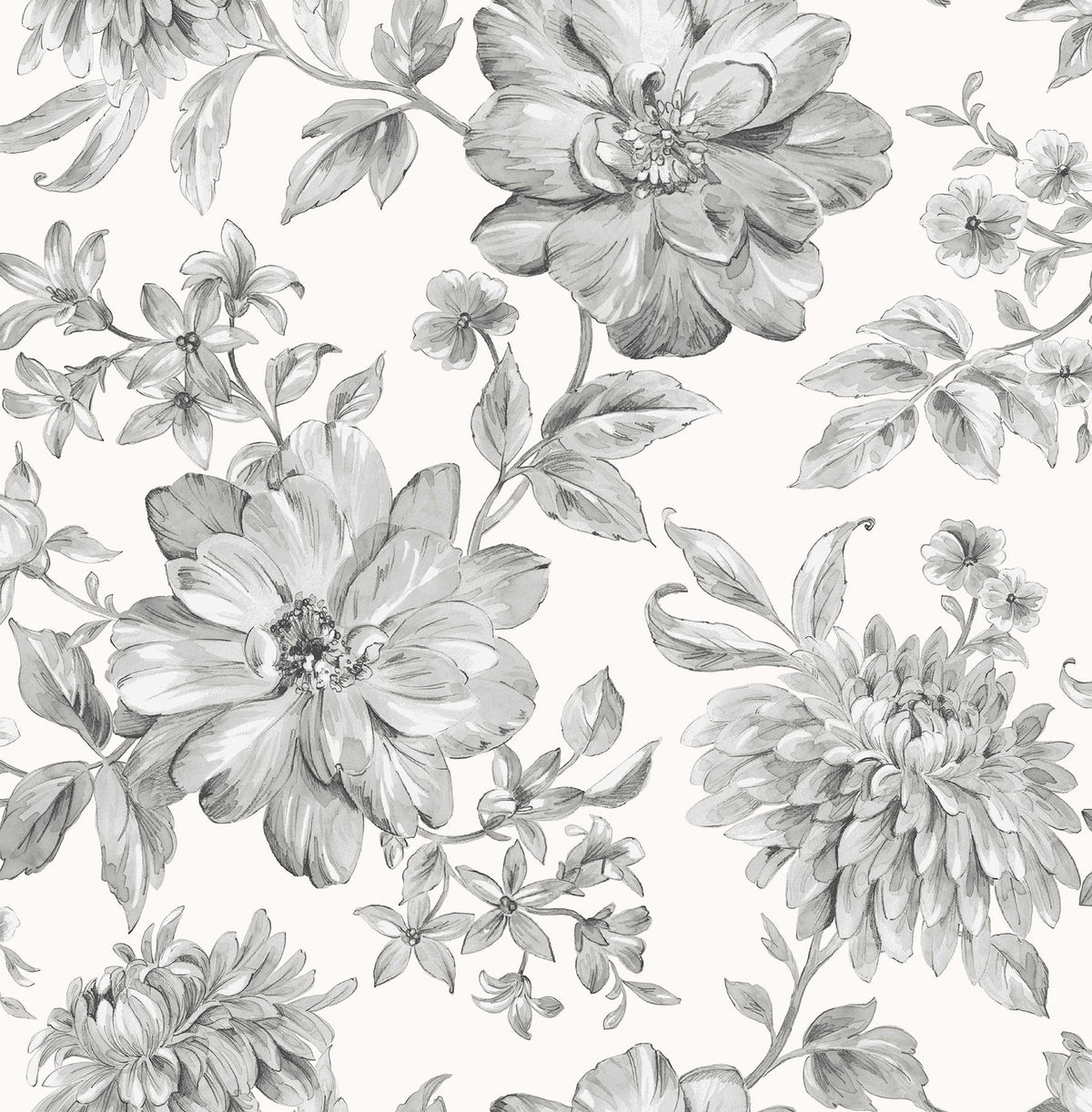York Gabriela Grey Floral Wallpaper