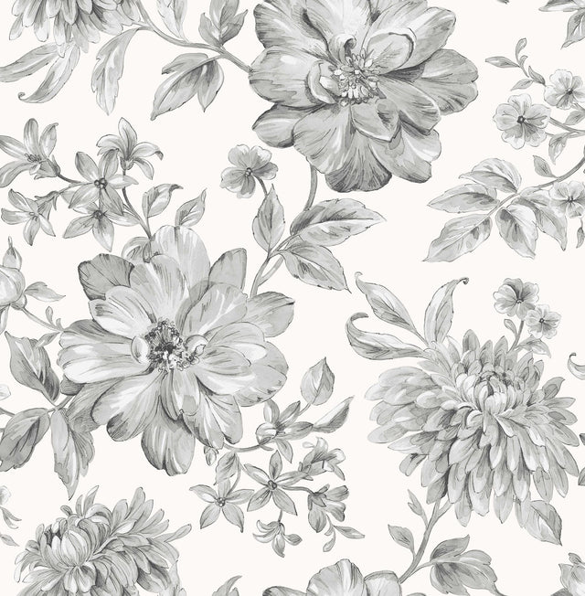 York Gabriela Grey Floral Wallpaper