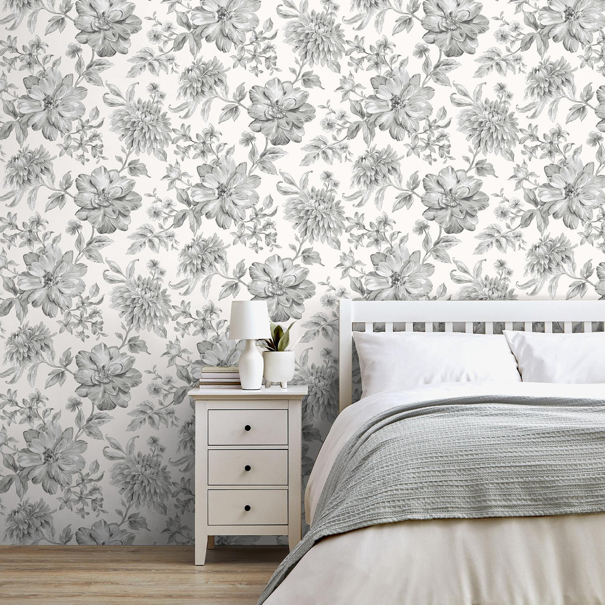 York Gabriela Grey Floral Wallpaper