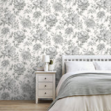 York Gabriela Grey Floral Wallpaper