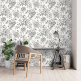 York Gabriela Grey Floral Wallpaper