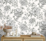 York Gabriela Grey Floral Wallpaper