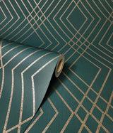 York Shard Evergreen Trellis Wallpaper