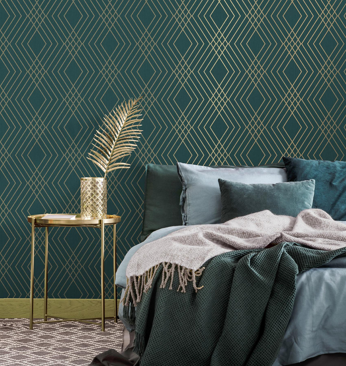 York Shard Evergreen Trellis Wallpaper