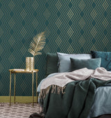 York Shard Evergreen Trellis Wallpaper
