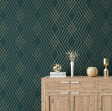 York Shard Evergreen Trellis Wallpaper