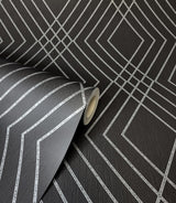 York Shard Black Trellis Wallpaper
