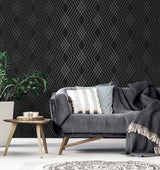York Shard Black Trellis Wallpaper