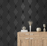 York Shard Black Trellis Wallpaper