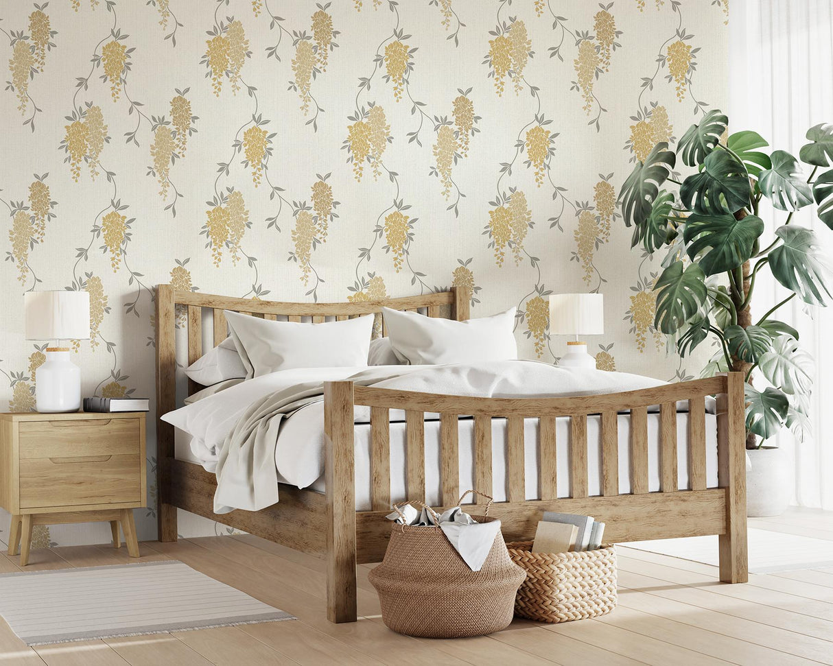 York Aisla Yellow Wisteria Wallpaper