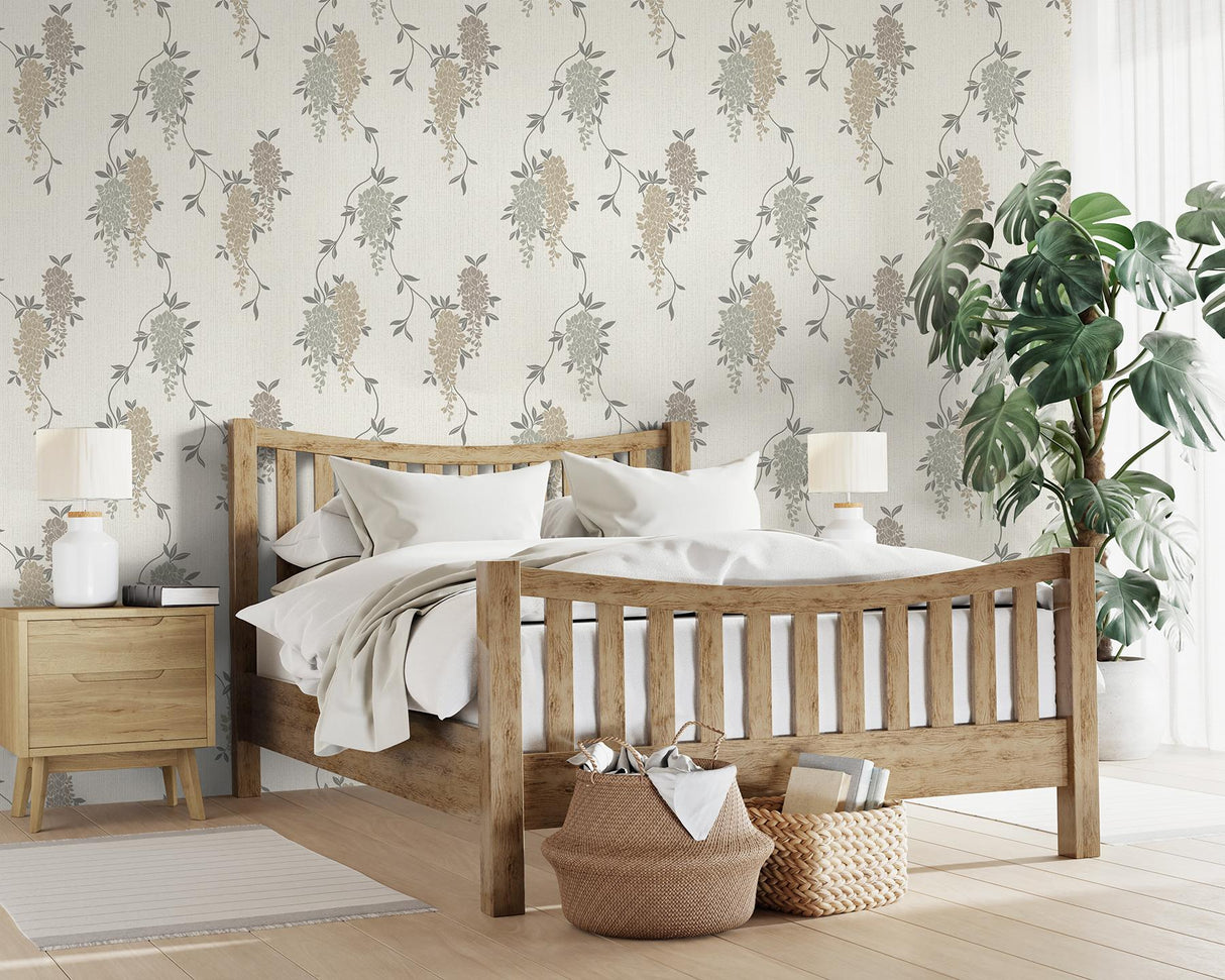 York Aisla Neutral Wisteria Wallpaper