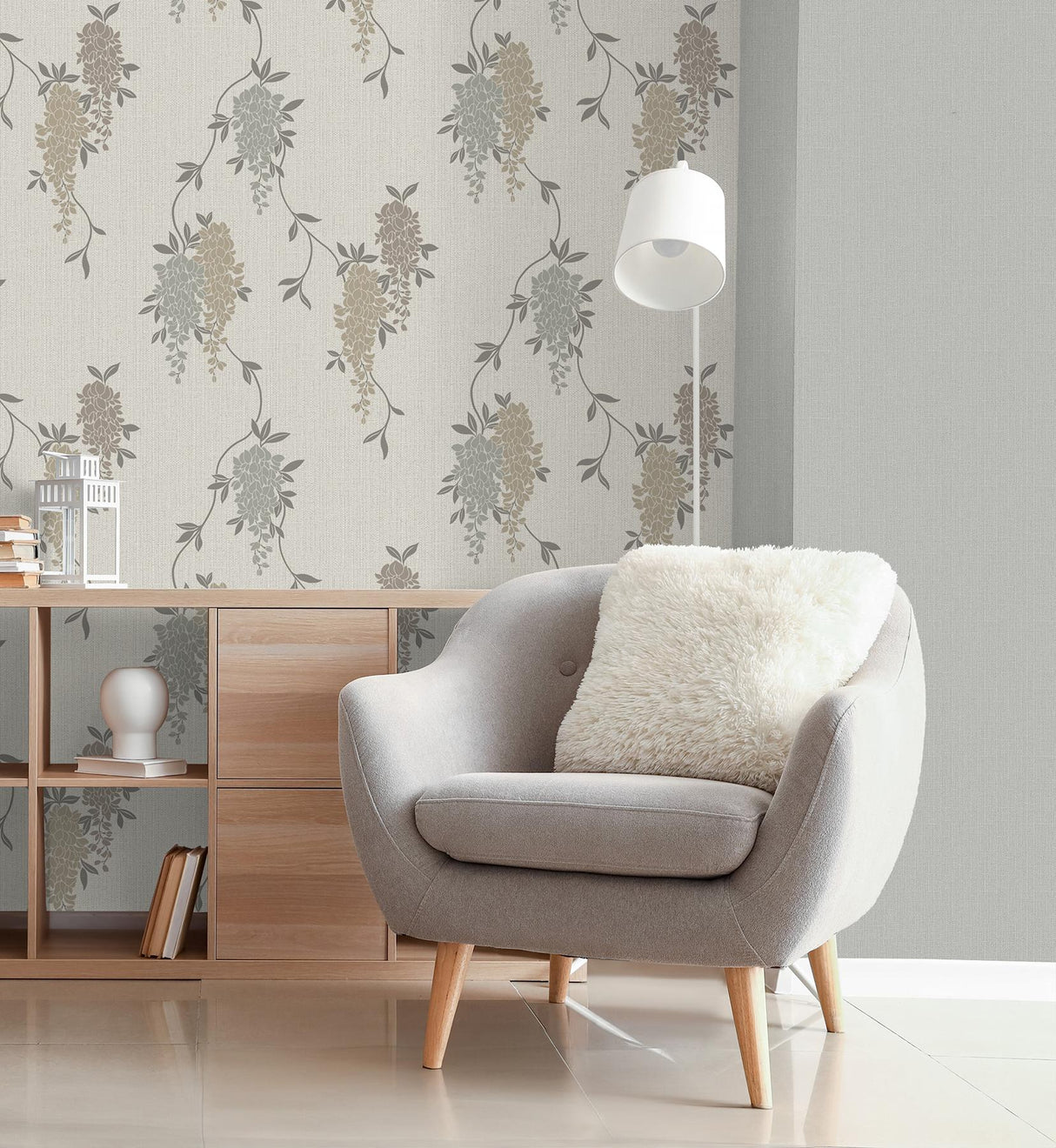 York Aisla Neutral Wisteria Wallpaper