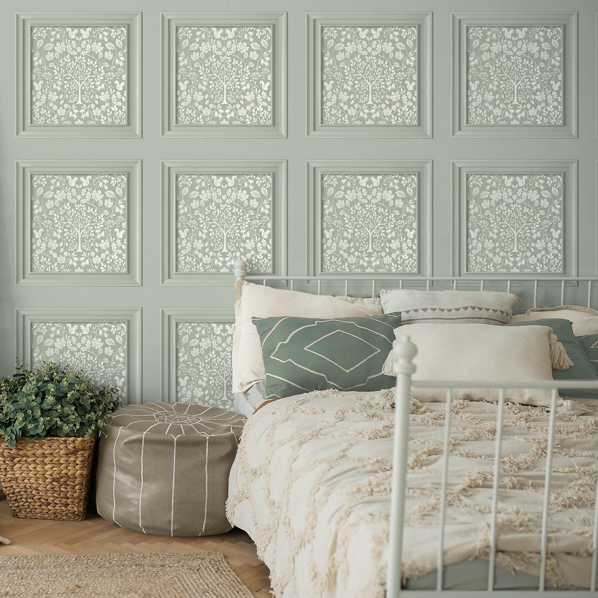 York Edwina Sage Woodland Panel Wallpaper