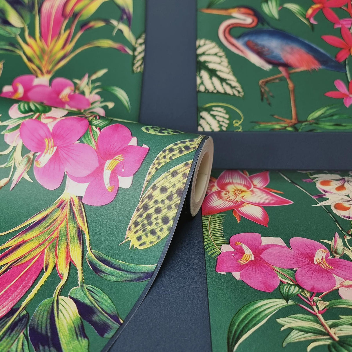 York Silas Dark Blue Tropical Panel Wallpaper