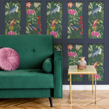 York Silas Dark Blue Tropical Panel Wallpaper