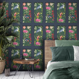 York Silas Dark Blue Tropical Panel Wallpaper