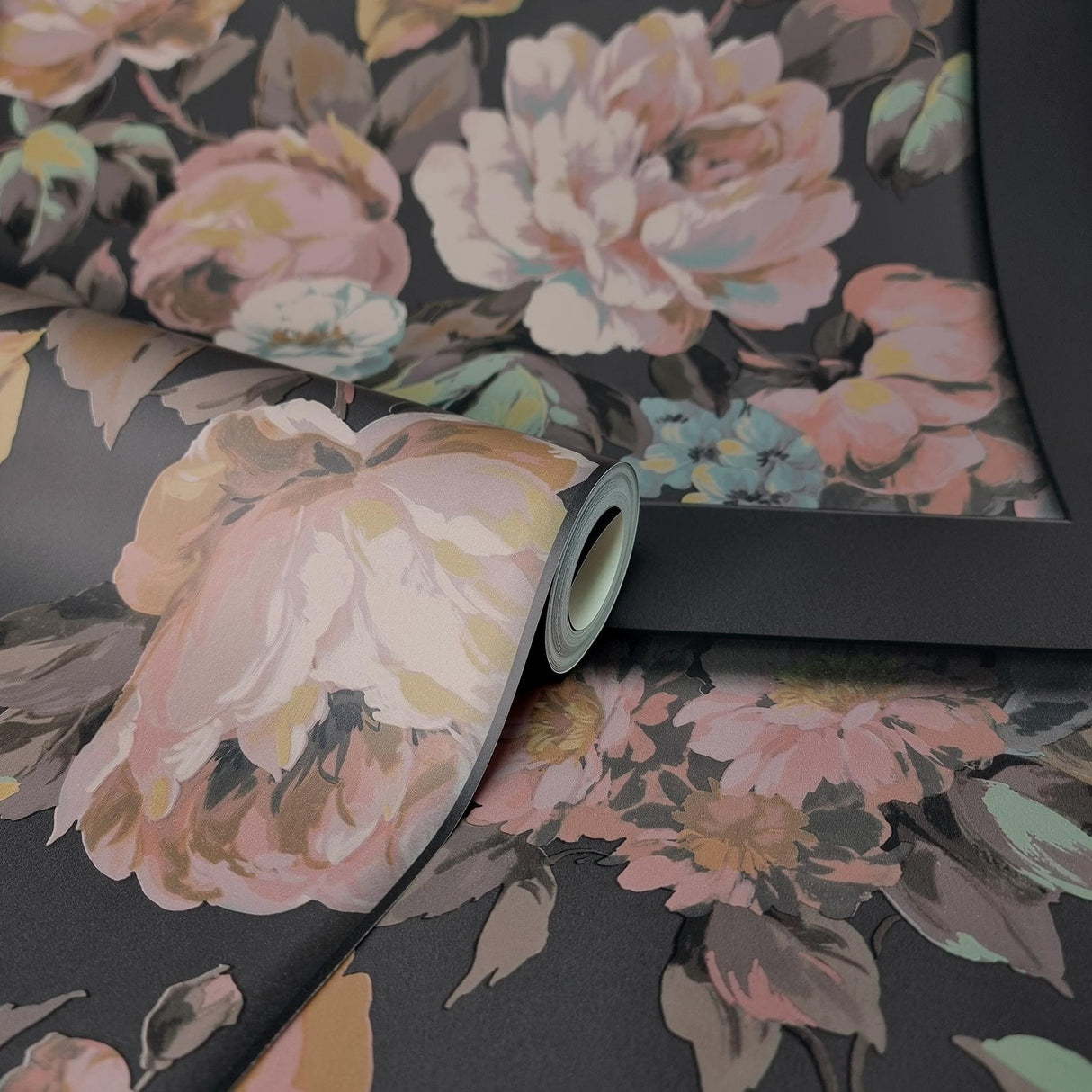 York Arlene Black Floral Panel Wallpaper