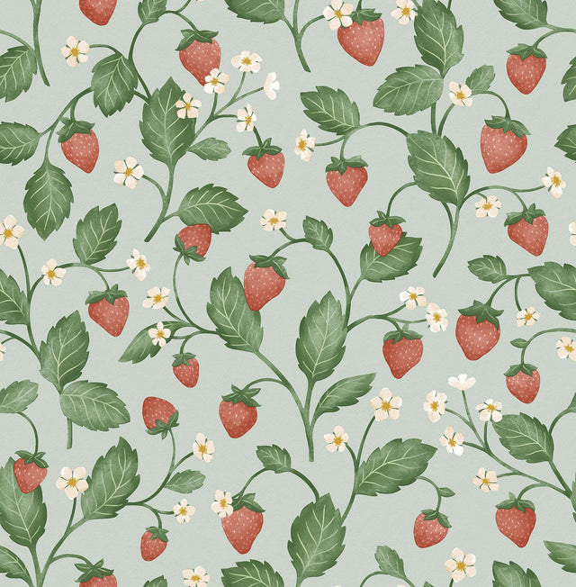 York Maxine Seafoam Strawberry Fields Wallpaper